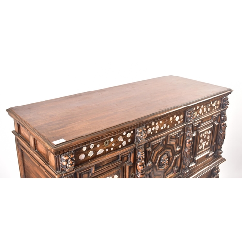 470 - A 19th century continental carved walnut cupboard on stand (fixed). The cupboard in the 17th century... 