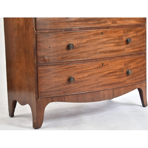 479 - A George III 19th century mahogany bow fronted chest of drawers. The chest having a straight top ove... 