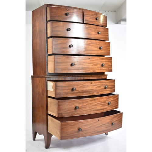 479 - A George III 19th century mahogany bow fronted chest of drawers. The chest having a straight top ove... 