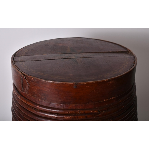 482 - A large 19th century Victorian shipping spice barrel of slatted wood construction with circular lid,... 