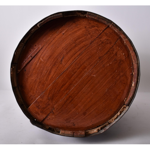 482 - A large 19th century Victorian shipping spice barrel of slatted wood construction with circular lid,... 