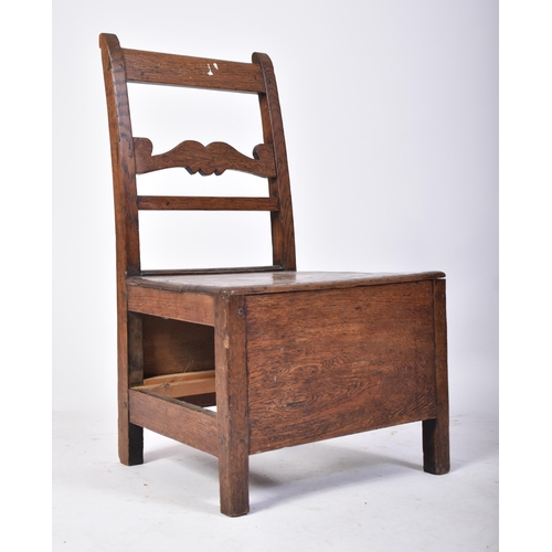 486 - An 18th century country oak George II child's chair of North Country origin. Raised on stile legs wi... 