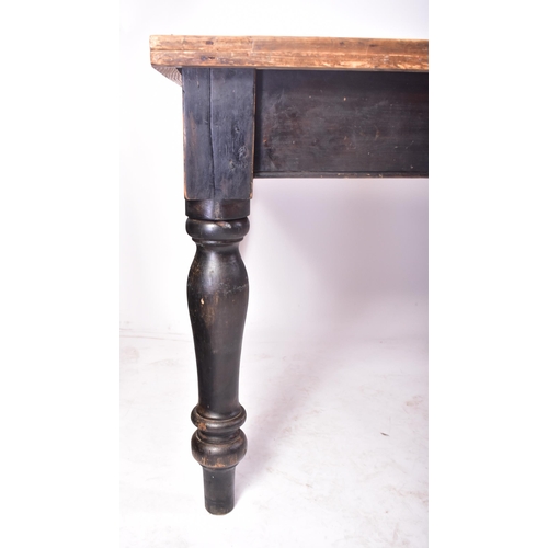 490 - A large early 20th century pine wood refectory farmhouse dining table. The table having a rectangula... 