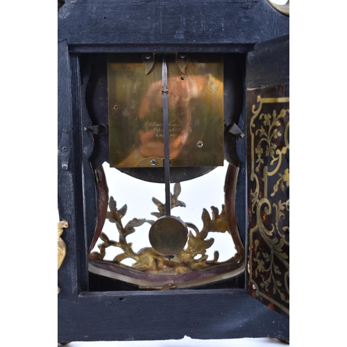 5 - A 19th century bronze mounted boulle work brass inlaid mantel clock.  The movement signed ' Adam Tho... 