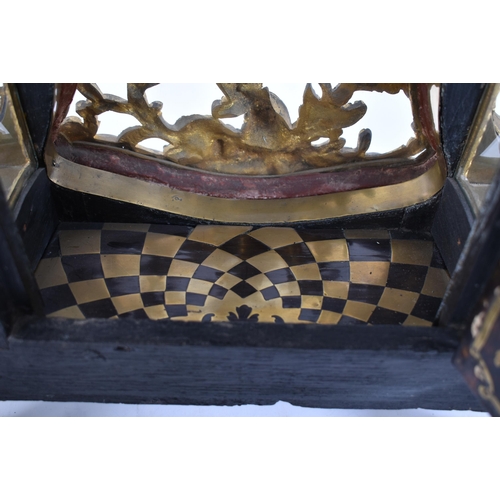 5 - A 19th century bronze mounted boulle work brass inlaid mantel clock.  The movement signed ' Adam Tho... 