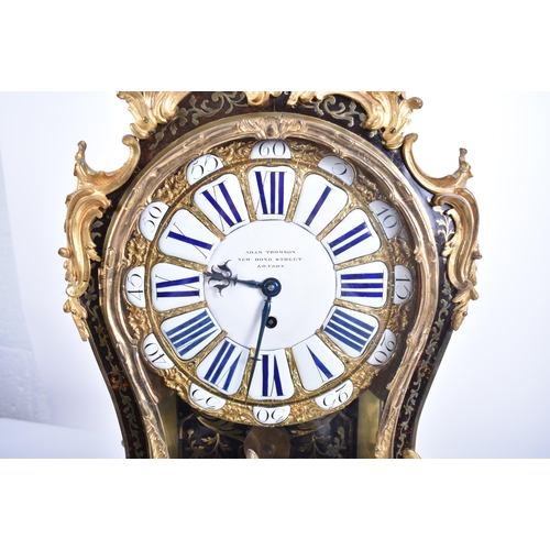 5 - A 19th century bronze mounted boulle work brass inlaid mantel clock.  The movement signed ' Adam Tho... 