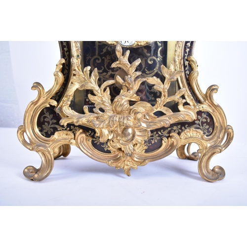 5 - A 19th century bronze mounted boulle work brass inlaid mantel clock.  The movement signed ' Adam Tho... 