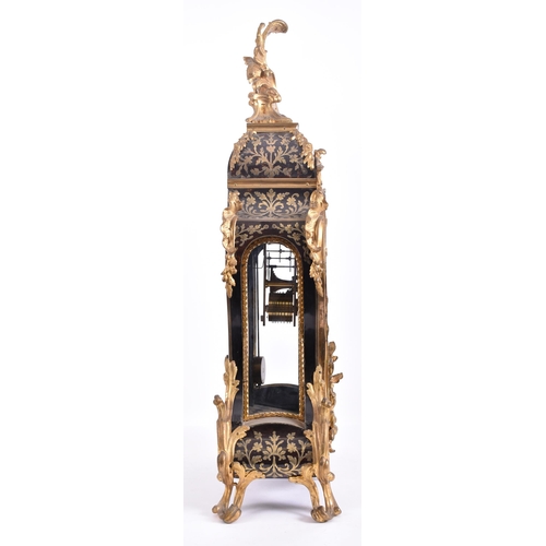 5 - A 19th century bronze mounted boulle work brass inlaid mantel clock.  The movement signed ' Adam Tho... 