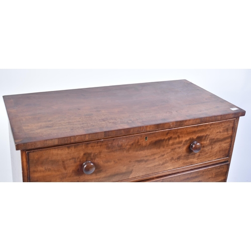 53 - A 19th century George III crossbanded mahogany chest of drawers. Raised on bracket feet with short a... 