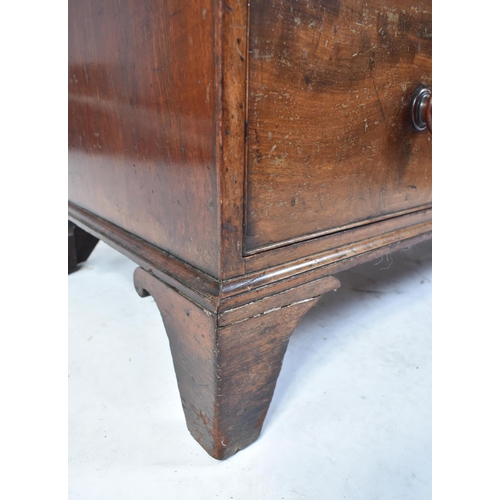 53 - A 19th century George III crossbanded mahogany chest of drawers. Raised on bracket feet with short a... 