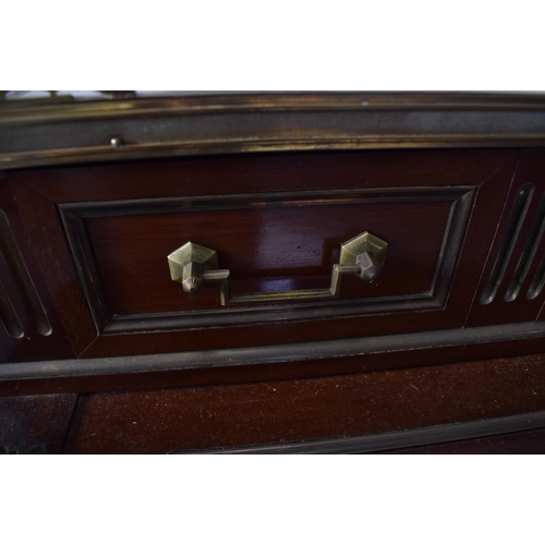 61 - A 19th century French empire mahogany and brass cylinder bureau desk. Raised on reeded tapering legs... 