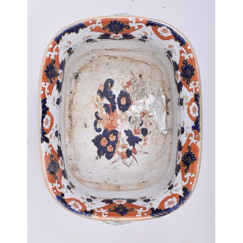 69 - A large early 20th century Ironstone Imari pattern Staffordshire footbath. Polychrome traditional de... 