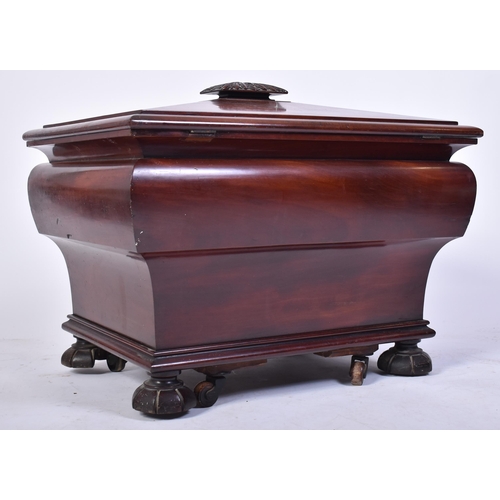 72 - A 19th century William IV large mahogany wine cooler of sarcophagus shape. The cooler with a clean, ... 