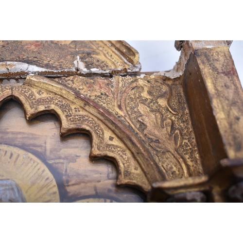 73 - A 19th century Italian Grand Tour gilt gesso on wood ecclesiastic religious icon altarpiece. The ico... 