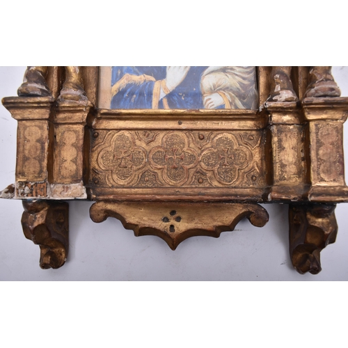 73 - A 19th century Italian Grand Tour gilt gesso on wood ecclesiastic religious icon altarpiece. The ico... 