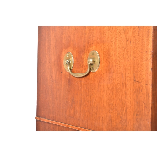 8 - A 19th century George III flame mahogany and line inlaid pedestal washstand cabinet. The cabinet on ... 