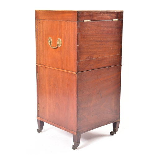 8 - A 19th century George III flame mahogany and line inlaid pedestal washstand cabinet. The cabinet on ... 