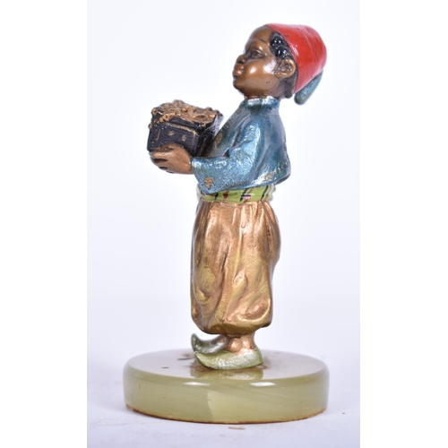 86 - Franz Bergman. A late 19th / early 20th Century Austrian cold painted bronze figure of a Berber - Li... 