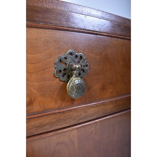 311 - A pair of Queen Anne revival walnut bedside cabinets. Each on stub cabriole legs with pad feet havin... 