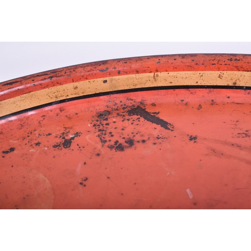 312 - A 19th century Victorian pressed metal toleware painted serving butlers tray by Perry Son & Co. The ... 