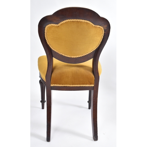 402 - A set of five Victorian 19th century mahogany framed &  velour upholstered dining chairs. Each chair... 