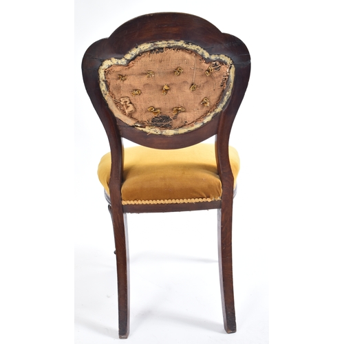 402 - A set of five Victorian 19th century mahogany framed &  velour upholstered dining chairs. Each chair... 