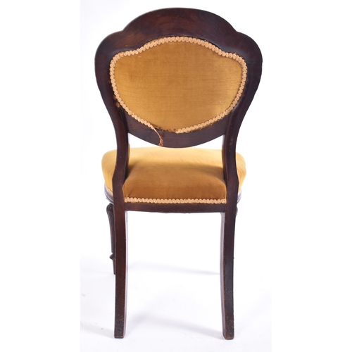 402 - A set of five Victorian 19th century mahogany framed &  velour upholstered dining chairs. Each chair... 