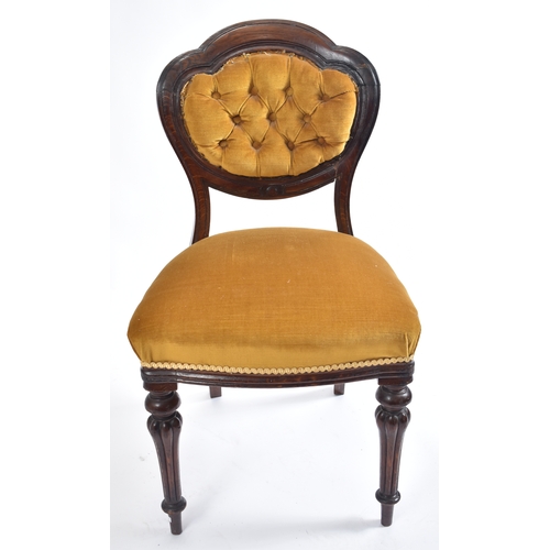 402 - A set of five Victorian 19th century mahogany framed &  velour upholstered dining chairs. Each chair... 