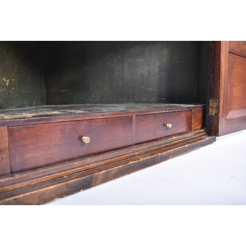 406 - A 19th century Victorian inlaid hanging corner cabinet. The cabinet having a flared cornice with inl... 