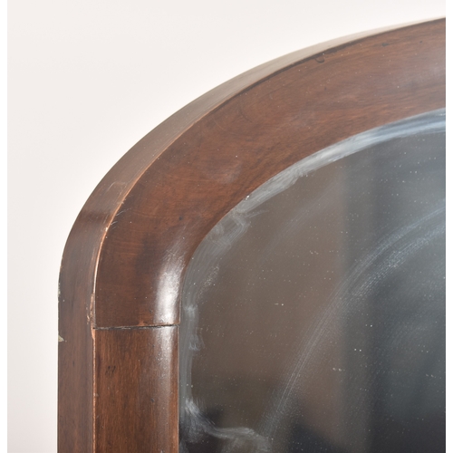 409 - A large Victorian 19th century mahogany cheval full length mirror. The mirror having a round curved ... 