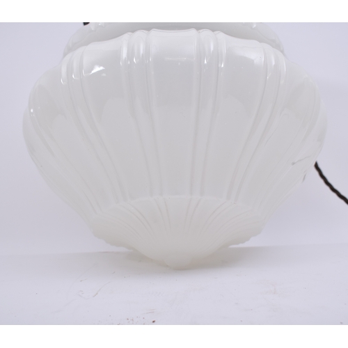 412 - An early 20th century milk glass neo-classical electrolier - ceiling lantern lamp light. The light h... 