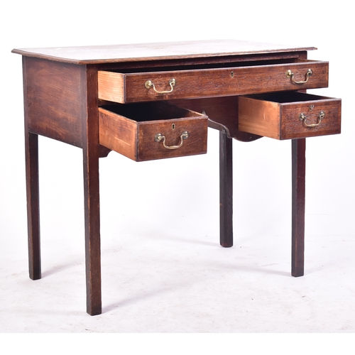 415 - A 18th century George III mahogany lowboy writing table desk. Raised on squared legs with a series o... 