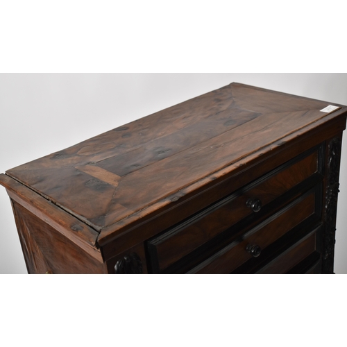 417 - A George III early 19th century circa 1800 walnut veneered collectors' cabinet on later stand. The c... 