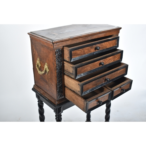 417 - A George III early 19th century circa 1800 walnut veneered collectors' cabinet on later stand. The c... 