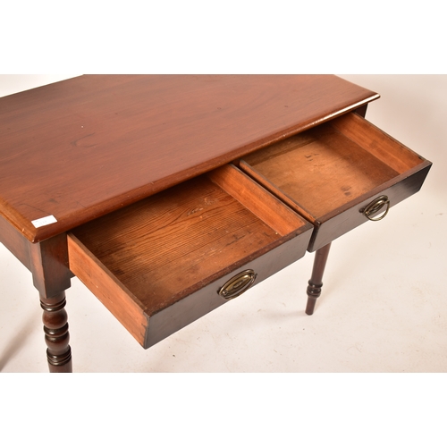 432 - A late Victorian 19th century mahogany writing table desk. The desk being raised on turned legs with... 