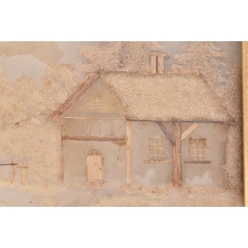 435 - A Victorian 19th century circa 1860 framed human hair on glass diorama titled 'Hiver'. The pictured ... 