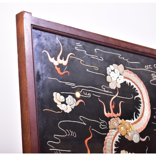 436 - A late 19th century Chinese Oriental hand sewn silk on cotton embroidery panel  / fire screen. The p... 