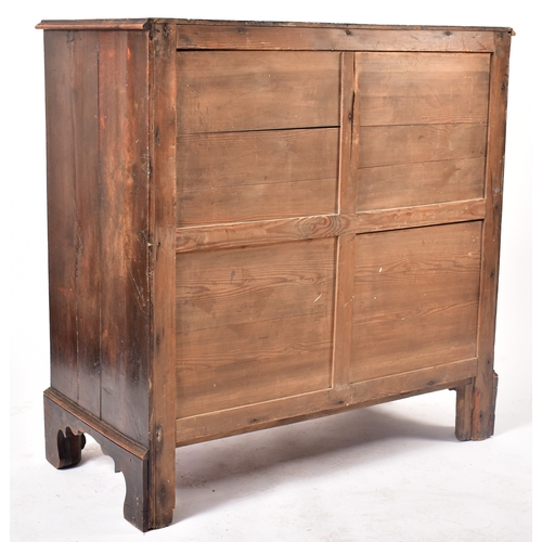 438 - A 19th century George III North Country oak chest of drawers. Raised on bracket feet with short and ... 