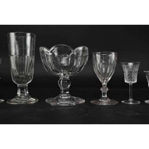 446 - A collection of 18th & 19th century glassware. The lot to include rummers, sherry glasses, dwarf jel... 