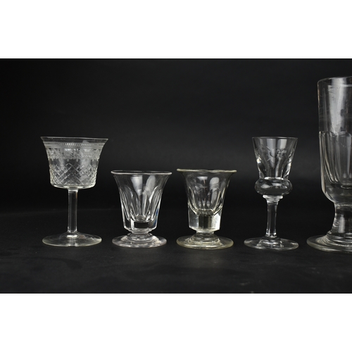 446 - A collection of 18th & 19th century glassware. The lot to include rummers, sherry glasses, dwarf jel... 