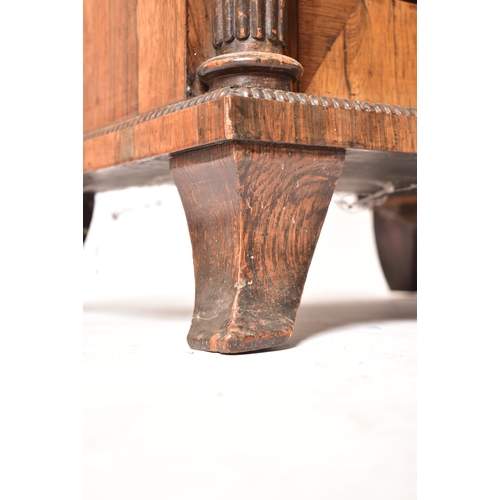 450 - A 19th century rosewood credenza having an open window bookcase with arched top flanked by end glass... 