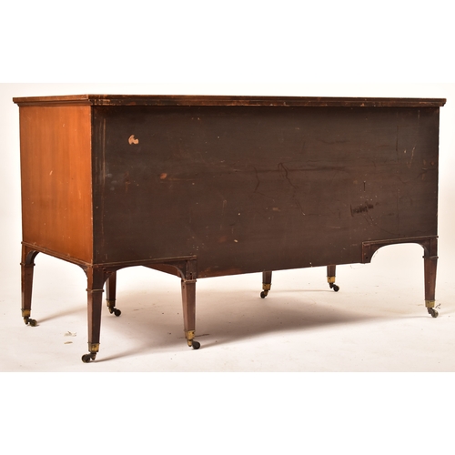 348 - A Victorian 19th century walnut veneered buffet credenza / writing desk. The desk having a straight ... 