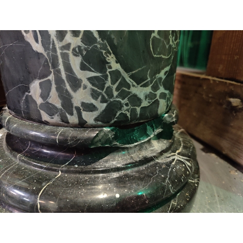 66 - A pair of large freestanding grey and white veined marble pedestals. Each with large heavy polished ... 