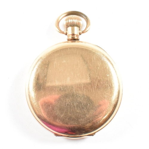 109 - An Omega open faced gold plated pocket watch retailed by Parsons Ltd , Bristol. Dennison moon case w... 