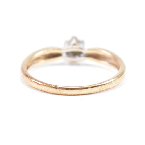 121 - A hallmarked 9ct gold and diamond solitaire ring. The ring hallmarked London. Weight 1.9g. Size P. A... 