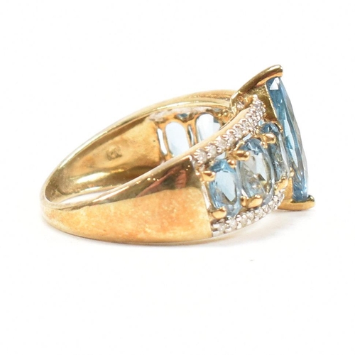 123 - A hallmarked 9ct gold topaz & diamond dress ring. Weight 4g. Size O. All weights, measurements and s... 