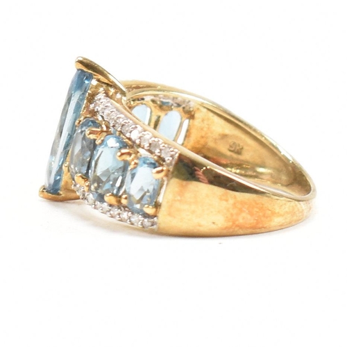 123 - A hallmarked 9ct gold topaz & diamond dress ring. Weight 4g. Size O. All weights, measurements and s... 