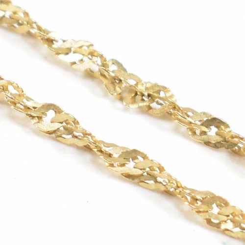 142 - A hallmarked 9ct gold fancy link rope twist chain necklace. Weight 1.9g Measures 45cm. All weights, ... 