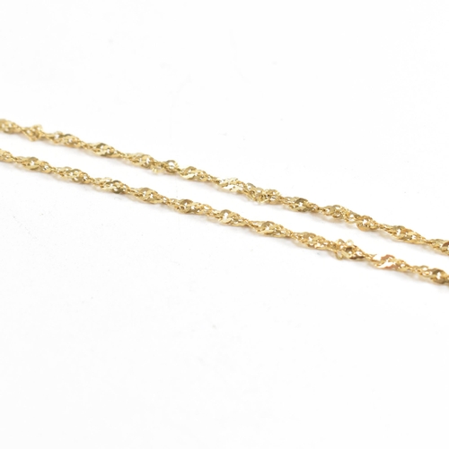 142 - A hallmarked 9ct gold fancy link rope twist chain necklace. Weight 1.9g Measures 45cm. All weights, ... 