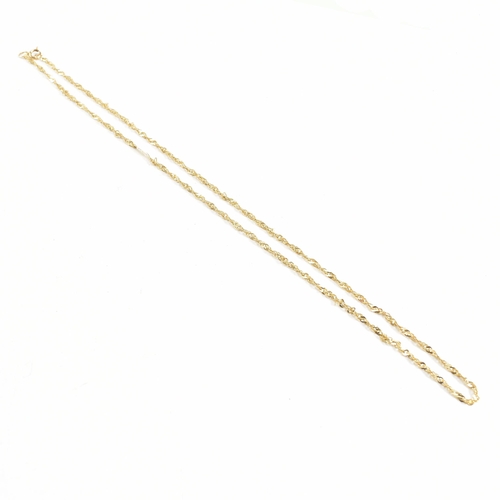 142 - A hallmarked 9ct gold fancy link rope twist chain necklace. Weight 1.9g Measures 45cm. All weights, ... 